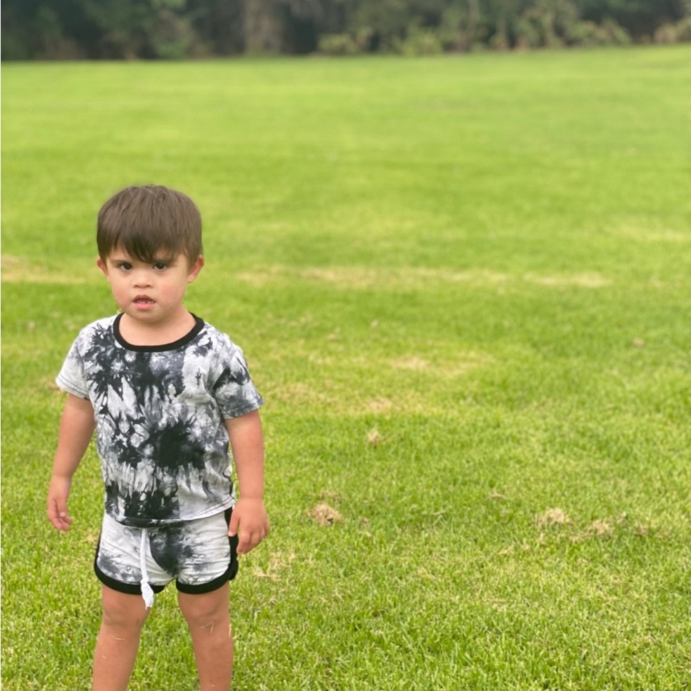 Olive  and scout black and white tie dye outfit